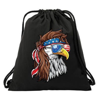 Patriotic Bald Eagle Mullet USA American Flag 4th Of July Drawstring Bag