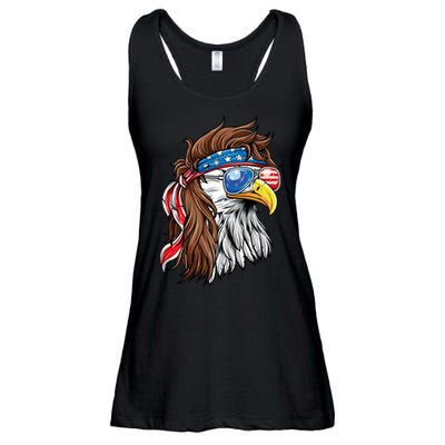 Patriotic Bald Eagle Mullet USA American Flag 4th Of July Ladies Essential Flowy Tank