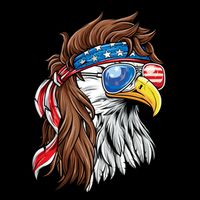 Patriotic Bald Eagle Mullet USA American Flag 4th Of July Flat Bill Trucker Hat