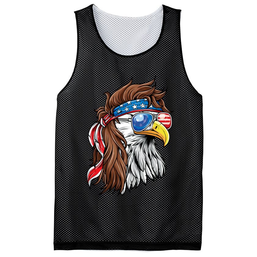 Patriotic Bald Eagle Mullet USA American Flag 4th Of July Mesh Reversible Basketball Jersey Tank