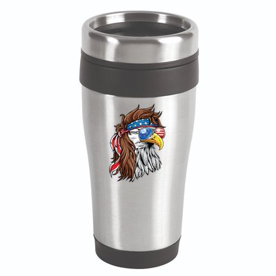 Patriotic Bald Eagle Mullet USA American Flag 4th Of July 16oz Travel Tumbler