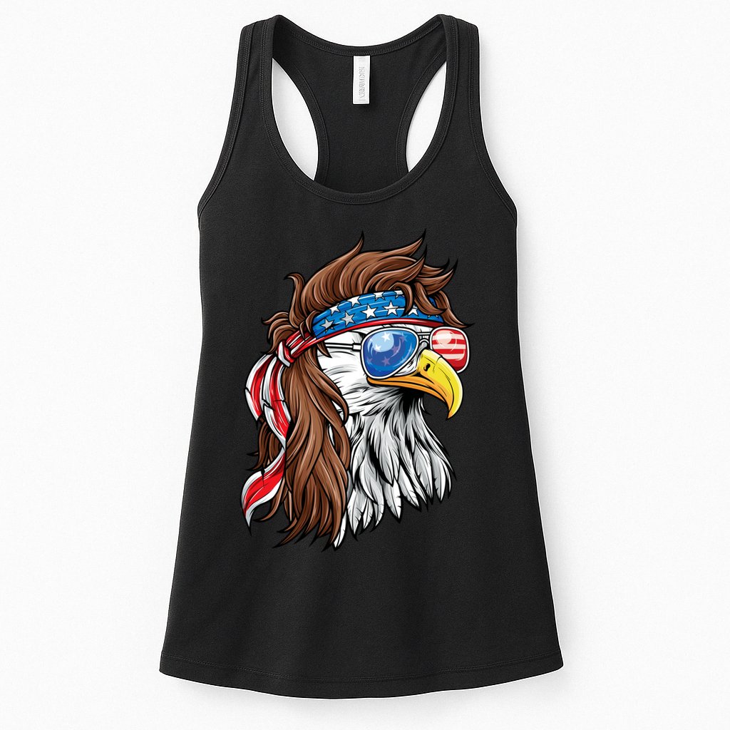 Patriotic Bald Eagle Mullet USA American Flag 4th Of July Womens Tank Top