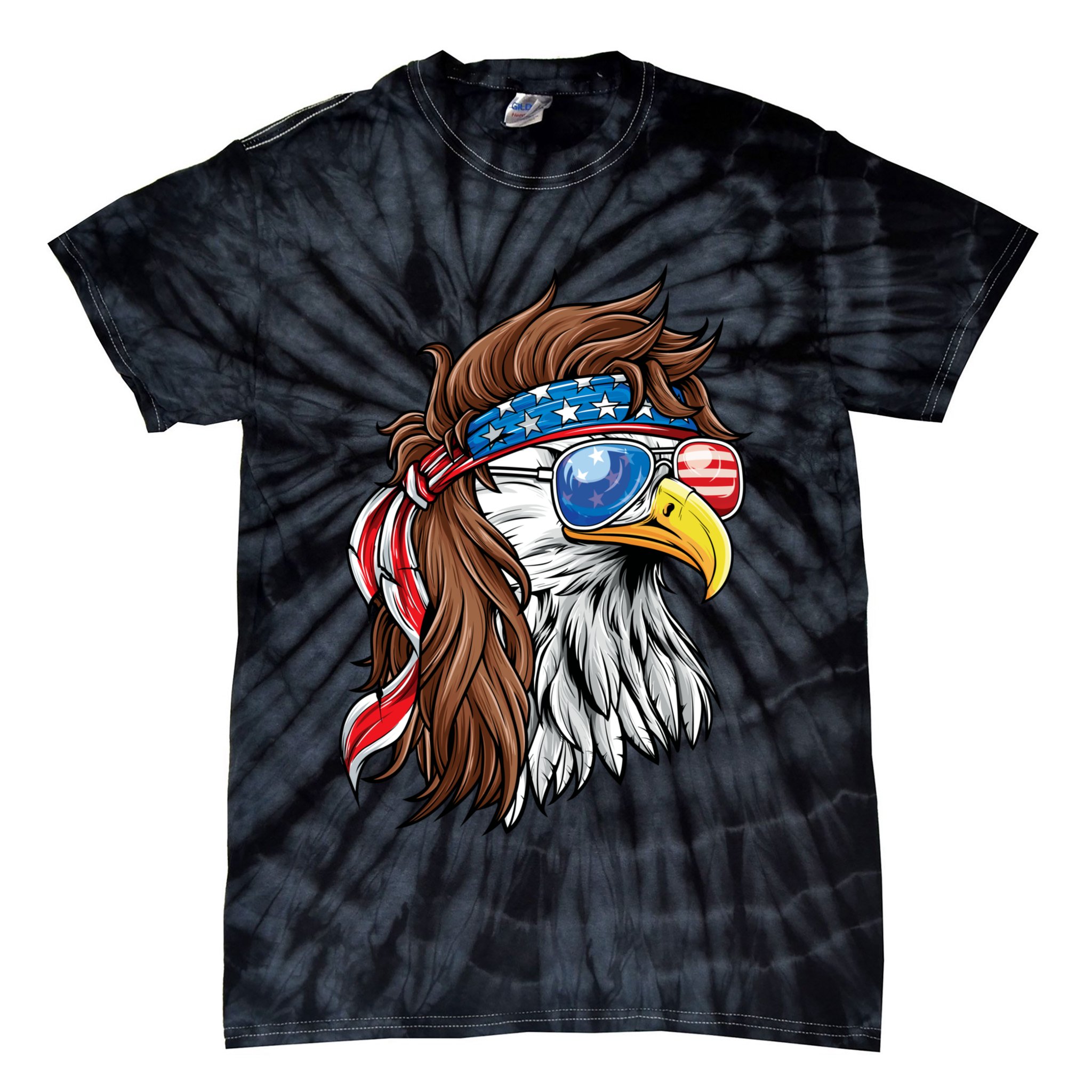 Patriotic Bald Eagle Mullet USA American Flag 4th Of July Tie-Dye T-Shirt