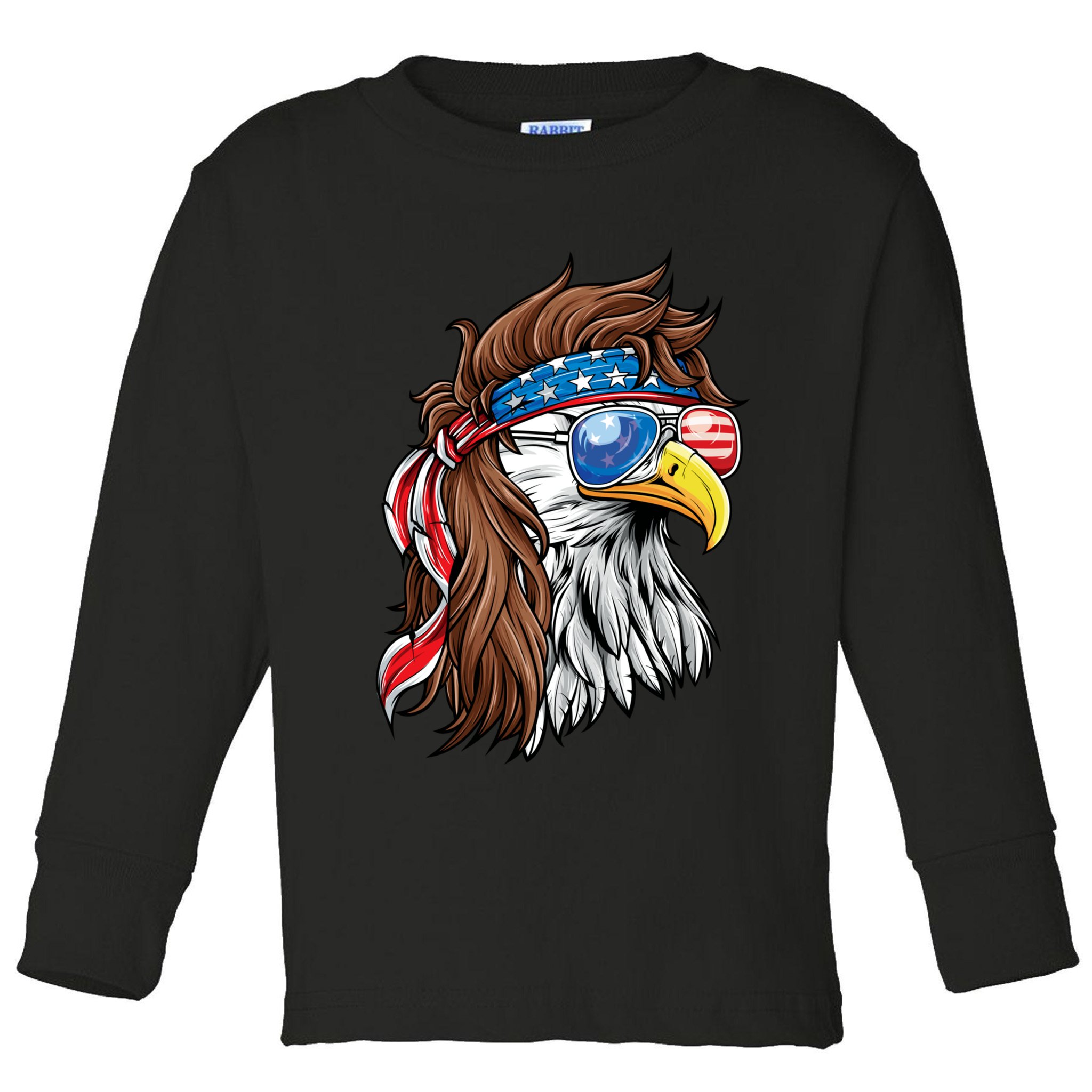 Patriotic Bald Eagle Mullet USA American Flag 4th Of July Toddler Long Sleeve Shirt