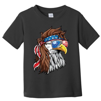 Patriotic Bald Eagle Mullet USA American Flag 4th Of July Toddler T-Shirt