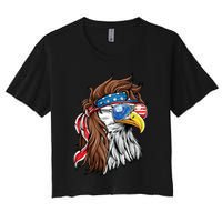 Patriotic Bald Eagle Mullet USA American Flag 4th Of July Women's Crop Top Tee