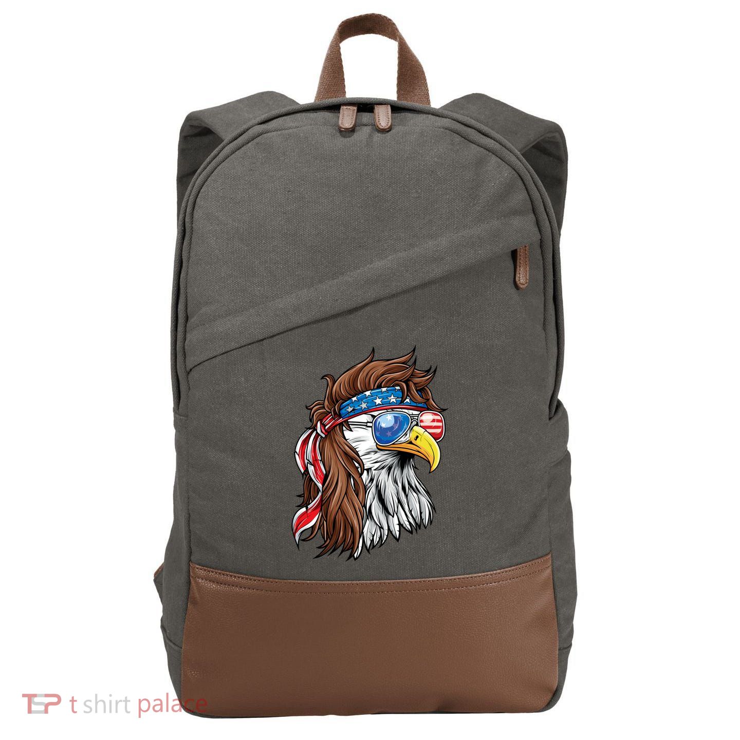 Patriotic Bald Eagle Mullet USA American Flag 4th Of July Cotton Canvas Backpack