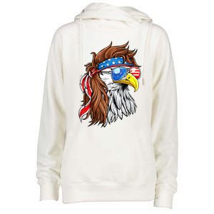 Patriotic Bald Eagle Mullet Usa American Flag Womens Funnel Neck Pullover Hood