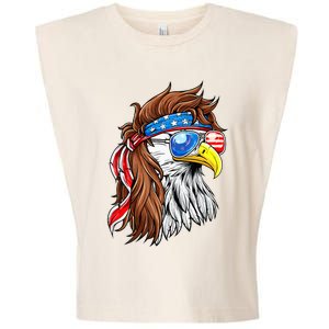 Patriotic Bald Eagle Mullet Usa American Flag Garment-Dyed Women's Muscle Tee