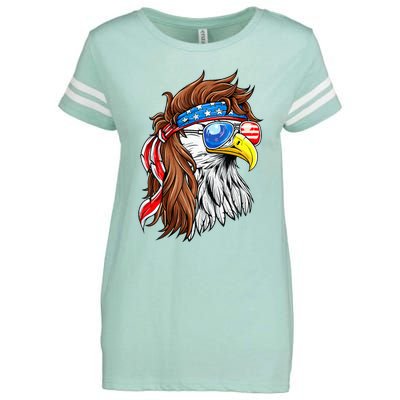 Patriotic Bald Eagle Mullet Usa American Flag Enza Ladies Jersey Football T-Shirt