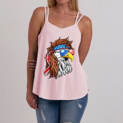 Patriotic Bald Eagle Mullet Usa American Flag Women's Strappy Tank