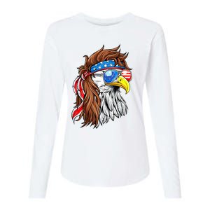 Patriotic Bald Eagle Mullet Usa American Flag Womens Cotton Relaxed Long Sleeve T-Shirt