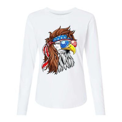 Patriotic Bald Eagle Mullet Usa American Flag Womens Cotton Relaxed Long Sleeve T-Shirt