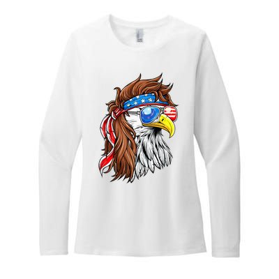 Patriotic Bald Eagle Mullet Usa American Flag Womens CVC Long Sleeve Shirt