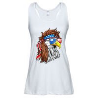 Patriotic Bald Eagle Mullet Usa American Flag Ladies Essential Flowy Tank