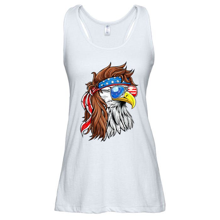 Patriotic Bald Eagle Mullet Usa American Flag Ladies Essential Flowy Tank