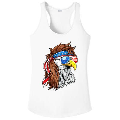 Patriotic Bald Eagle Mullet Usa American Flag Ladies PosiCharge Competitor Racerback Tank