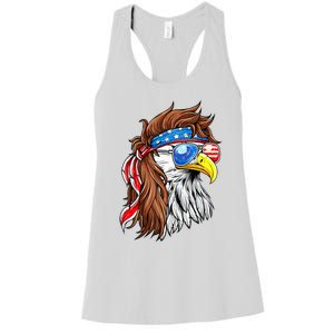 Patriotic Bald Eagle Mullet Usa American Flag Women's Racerback Tank