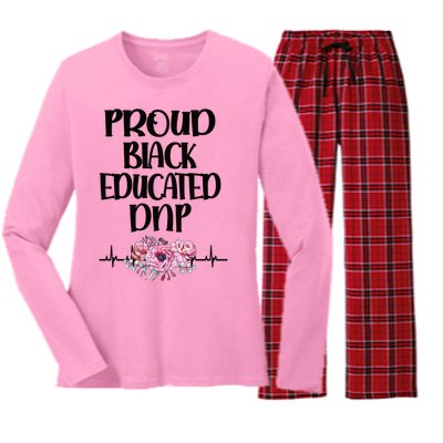 Proud Black Educated Doctor Of Nursing Practice Gift Women's Long Sleeve Flannel Pajama Set 