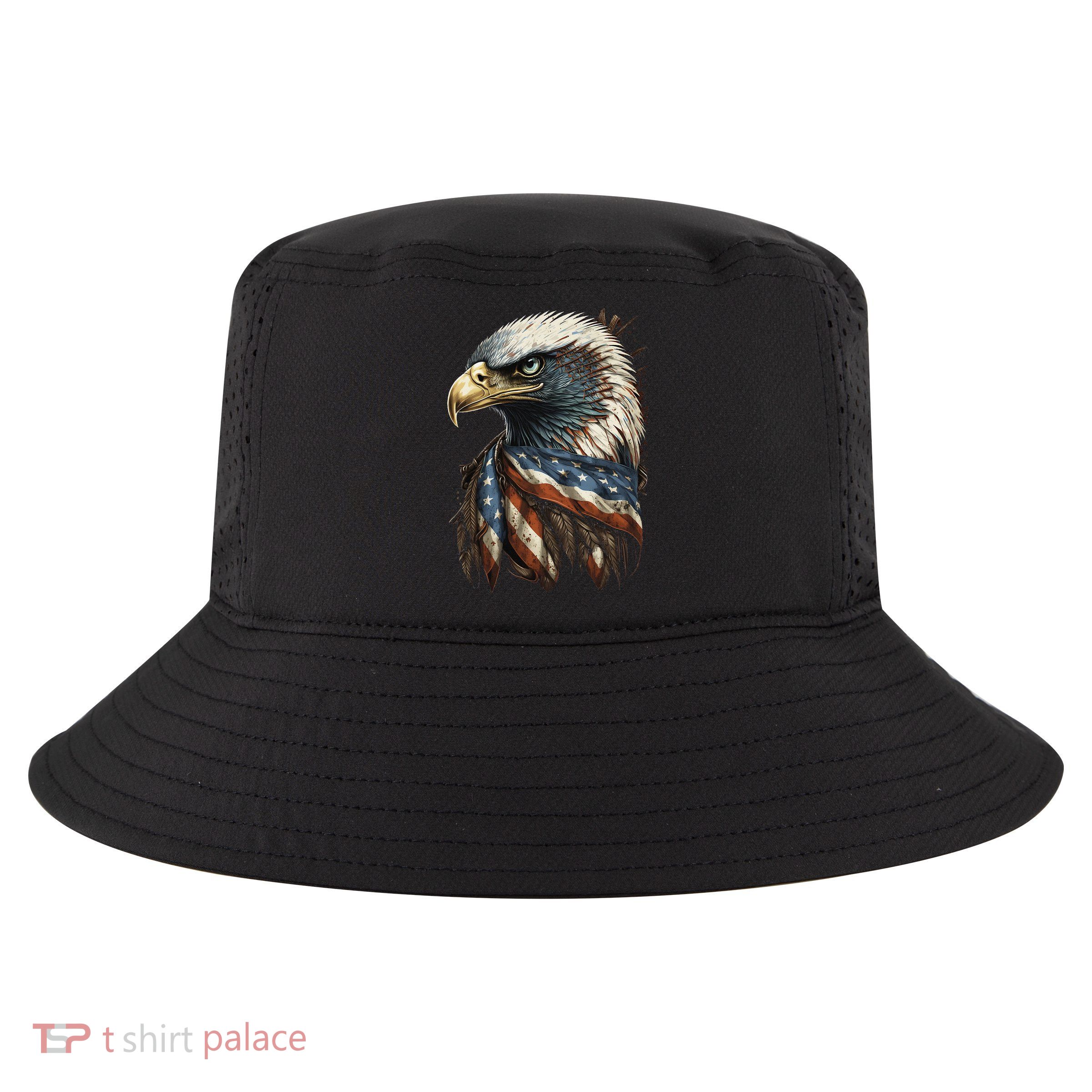 Patriotic Bald Eagle 4th Of July USA American Flag Cool Comfort Performance Bucket Hat