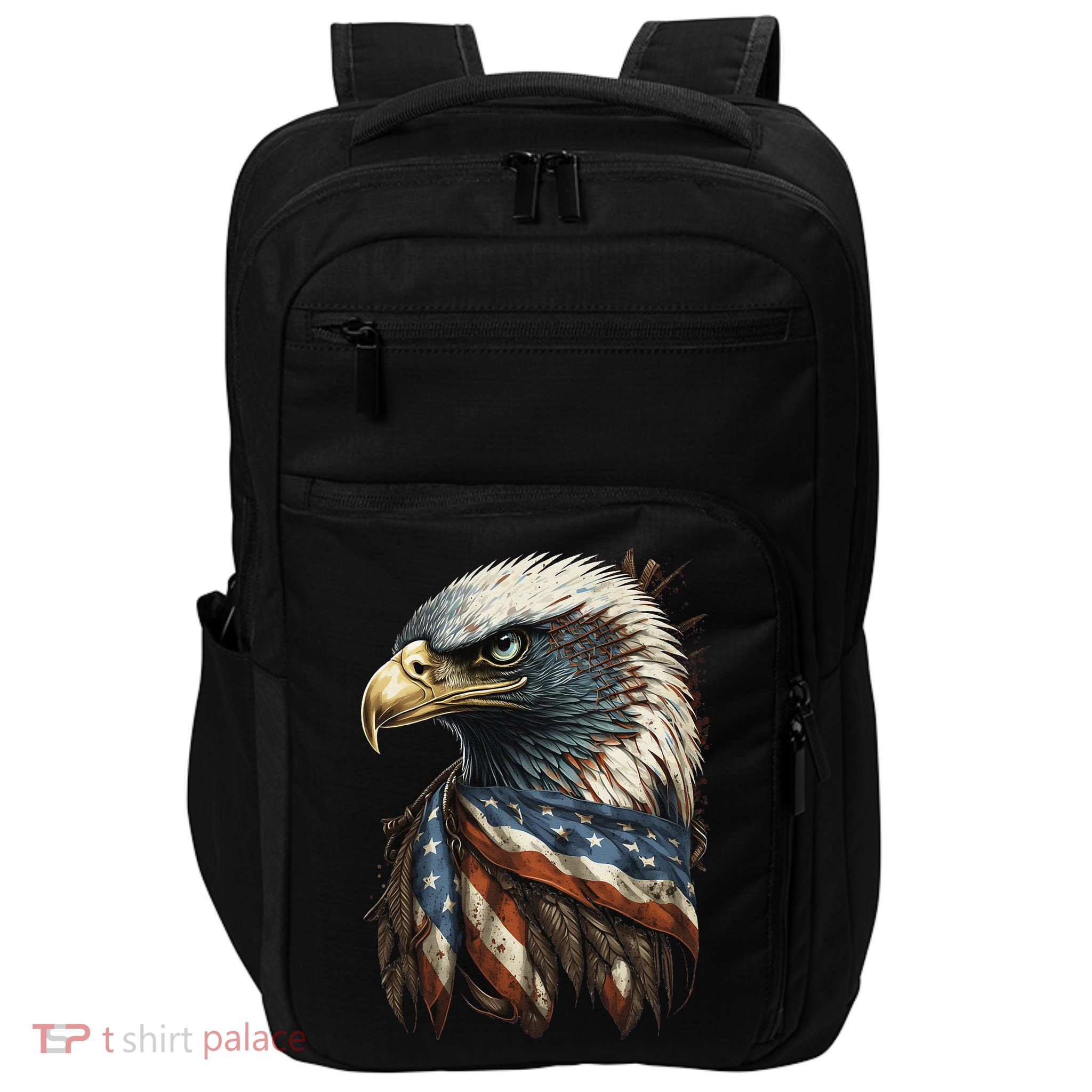 Patriotic Bald Eagle 4th Of July USA American Flag Impact Tech Backpack