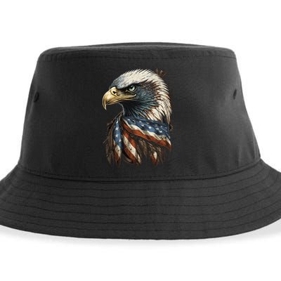 Patriotic Bald Eagle 4th Of July USA American Flag Sustainable Bucket Hat