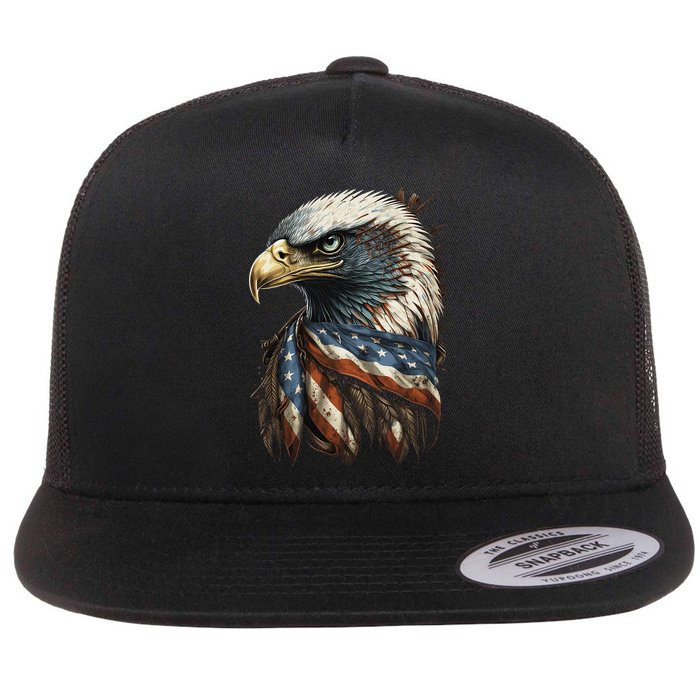 Patriotic Bald Eagle 4th Of July USA American Flag Flatbill Hat