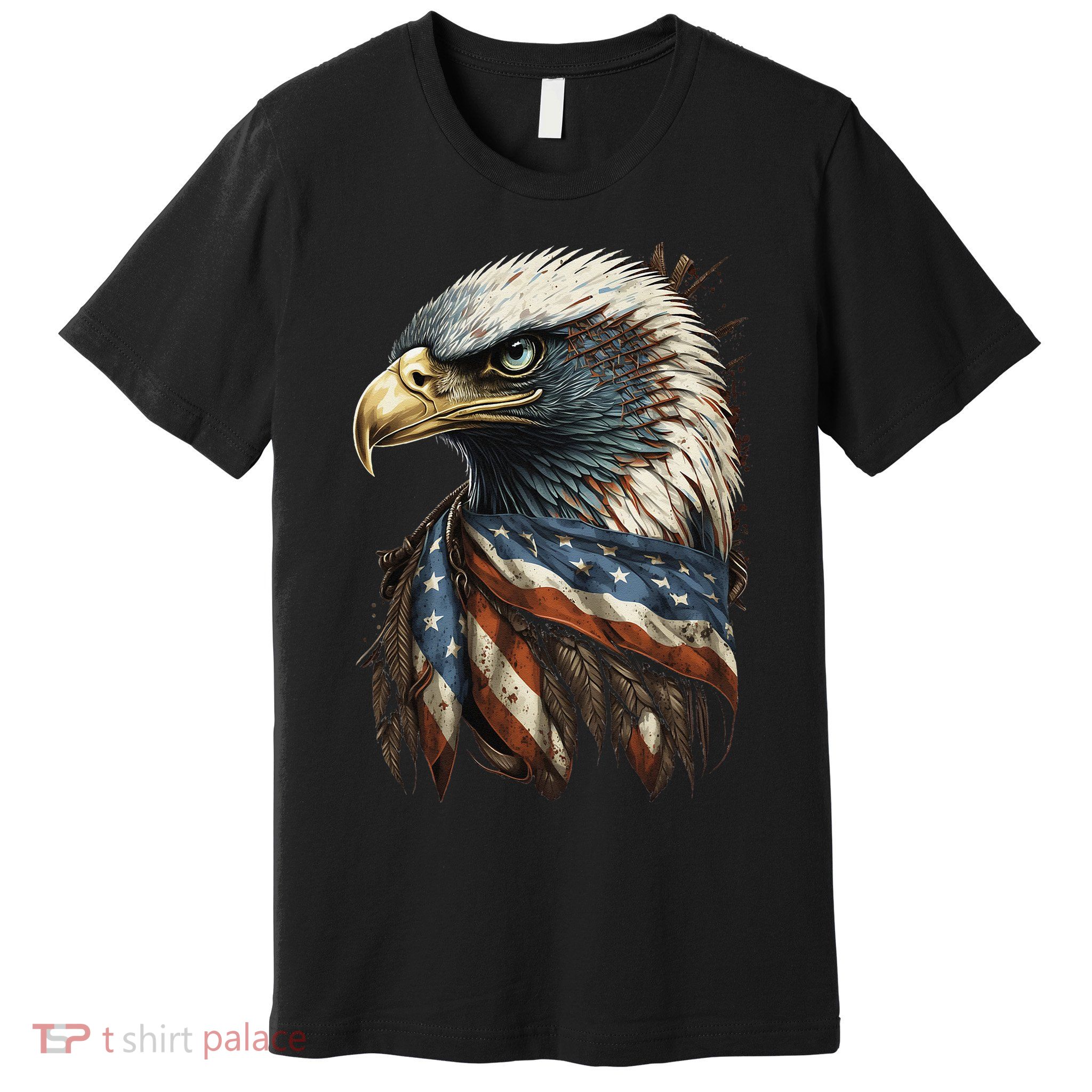 Patriotic Bald Eagle 4th Of July USA American Flag Premium T-Shirt