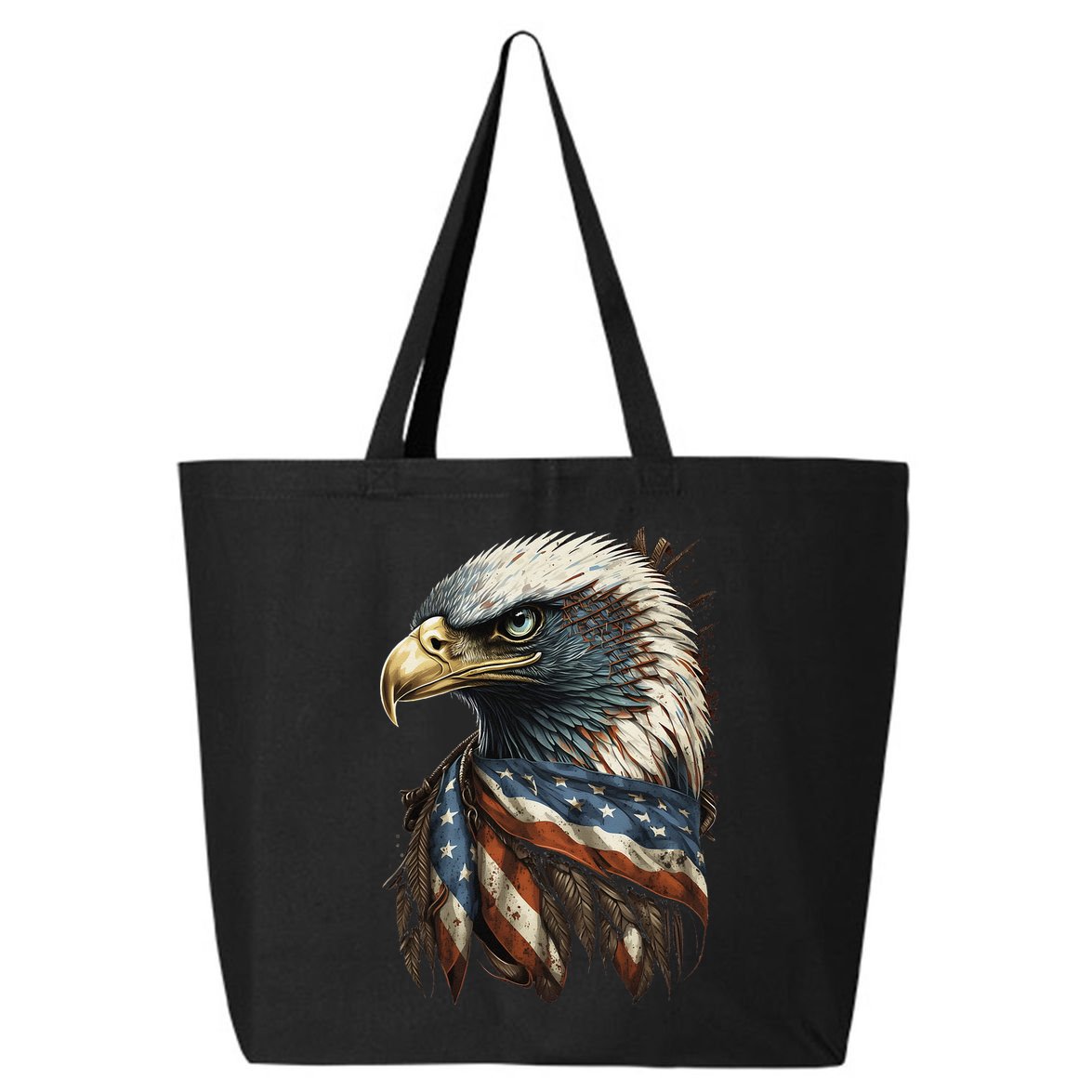 Patriotic Bald Eagle 4th Of July USA American Flag 25L Jumbo Tote