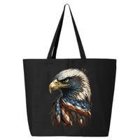 Patriotic Bald Eagle 4th Of July USA American Flag 25L Jumbo Tote