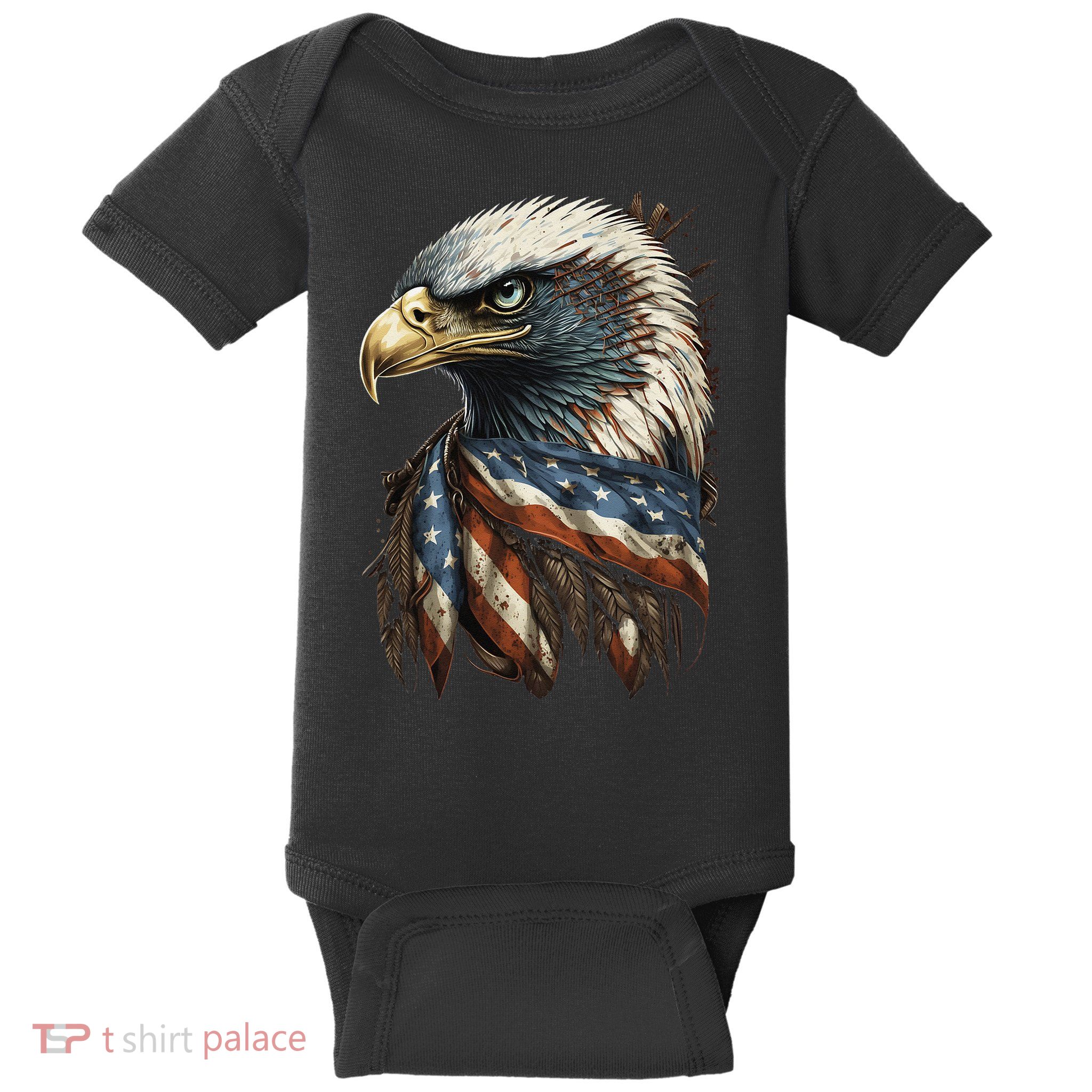 Patriotic Bald Eagle 4th Of July USA American Flag Baby Bodysuit