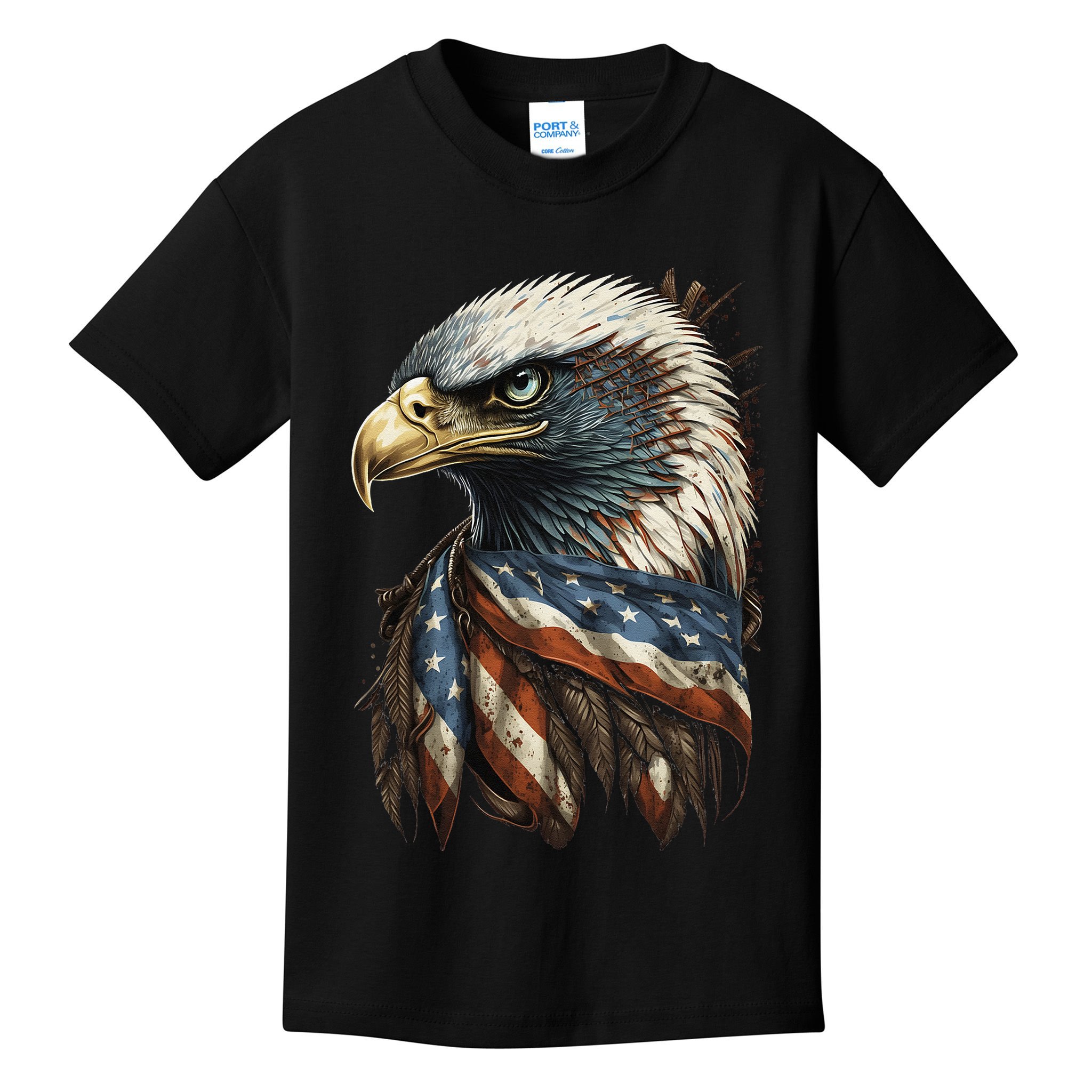 Patriotic Bald Eagle 4th Of July USA American Flag Kids T-Shirt