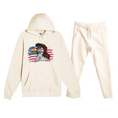 Patriotic Bald Eagle Mullet Usa American Flag 4th Of July Great Gift Premium Hooded Sweatsuit Set