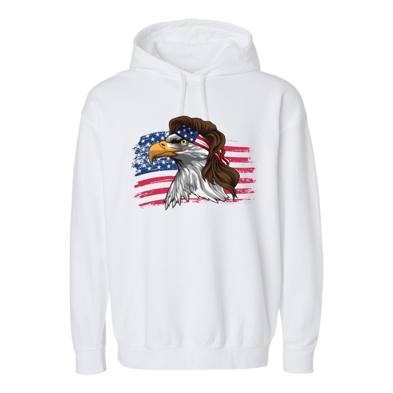 Patriotic Bald Eagle Mullet Usa American Flag 4th Of July Great Gift Garment-Dyed Fleece Hoodie