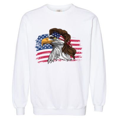 Patriotic Bald Eagle Mullet Usa American Flag 4th Of July Great Gift Garment-Dyed Sweatshirt