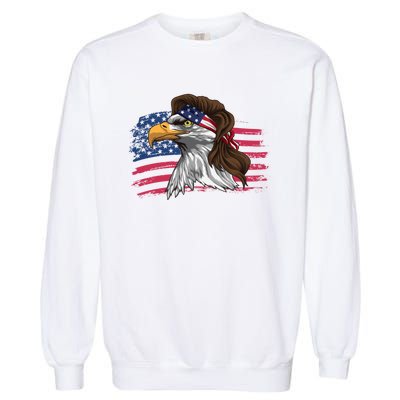 Patriotic Bald Eagle Mullet Usa American Flag 4th Of July Great Gift Garment-Dyed Sweatshirt