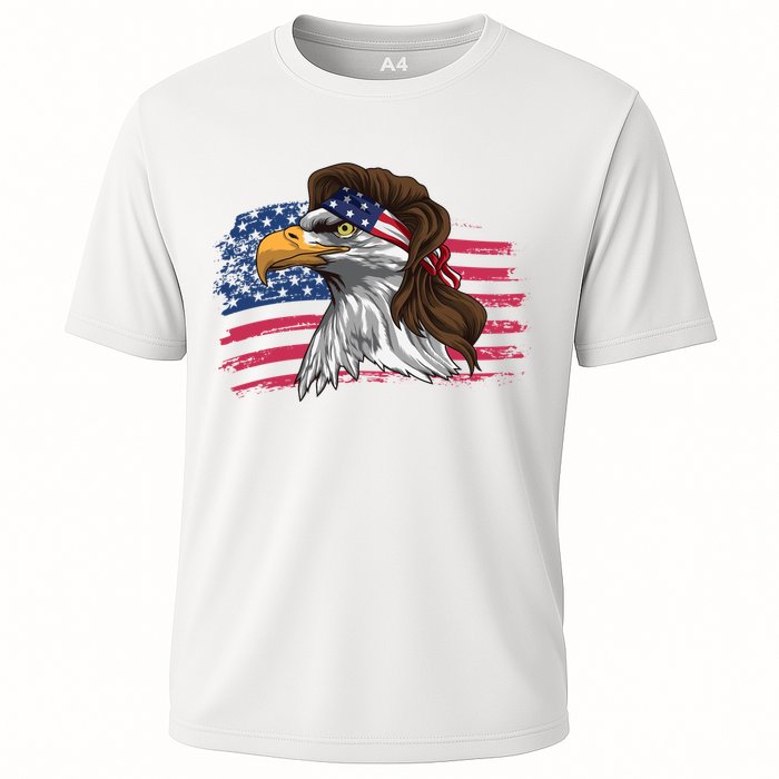 Patriotic Bald Eagle Mullet Usa American Flag 4th Of July Great Gift Cooling Performance Crew T-Shirt