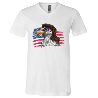 Patriotic Bald Eagle Mullet Usa American Flag 4th Of July Great Gift V-Neck T-Shirt