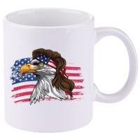 Patriotic Bald Eagle Mullet Usa American Flag 4th Of July Great Gift 11oz C Handle Ceramic Mug