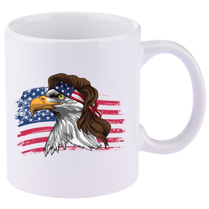 Patriotic Bald Eagle Mullet Usa American Flag 4th Of July Great Gift 11oz C Handle Ceramic Mug