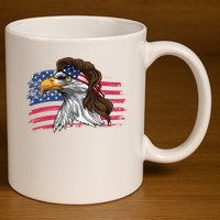 Patriotic Bald Eagle Mullet Usa American Flag 4th Of July Great Gift 11oz C Handle Ceramic Mug
