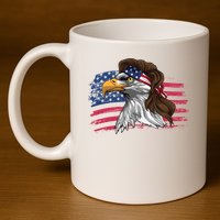 Patriotic Bald Eagle Mullet Usa American Flag 4th Of July Great Gift 11oz C Handle Ceramic Mug