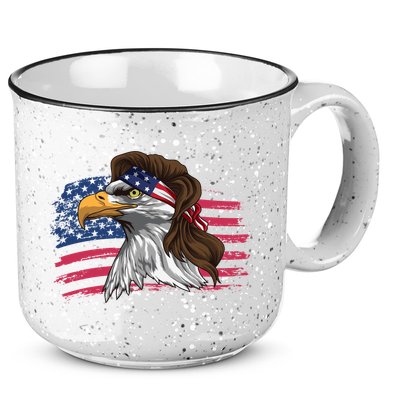 Patriotic Bald Eagle Mullet Usa American Flag 4th Of July Great Gift 15oz Campfire Ceramic Mug