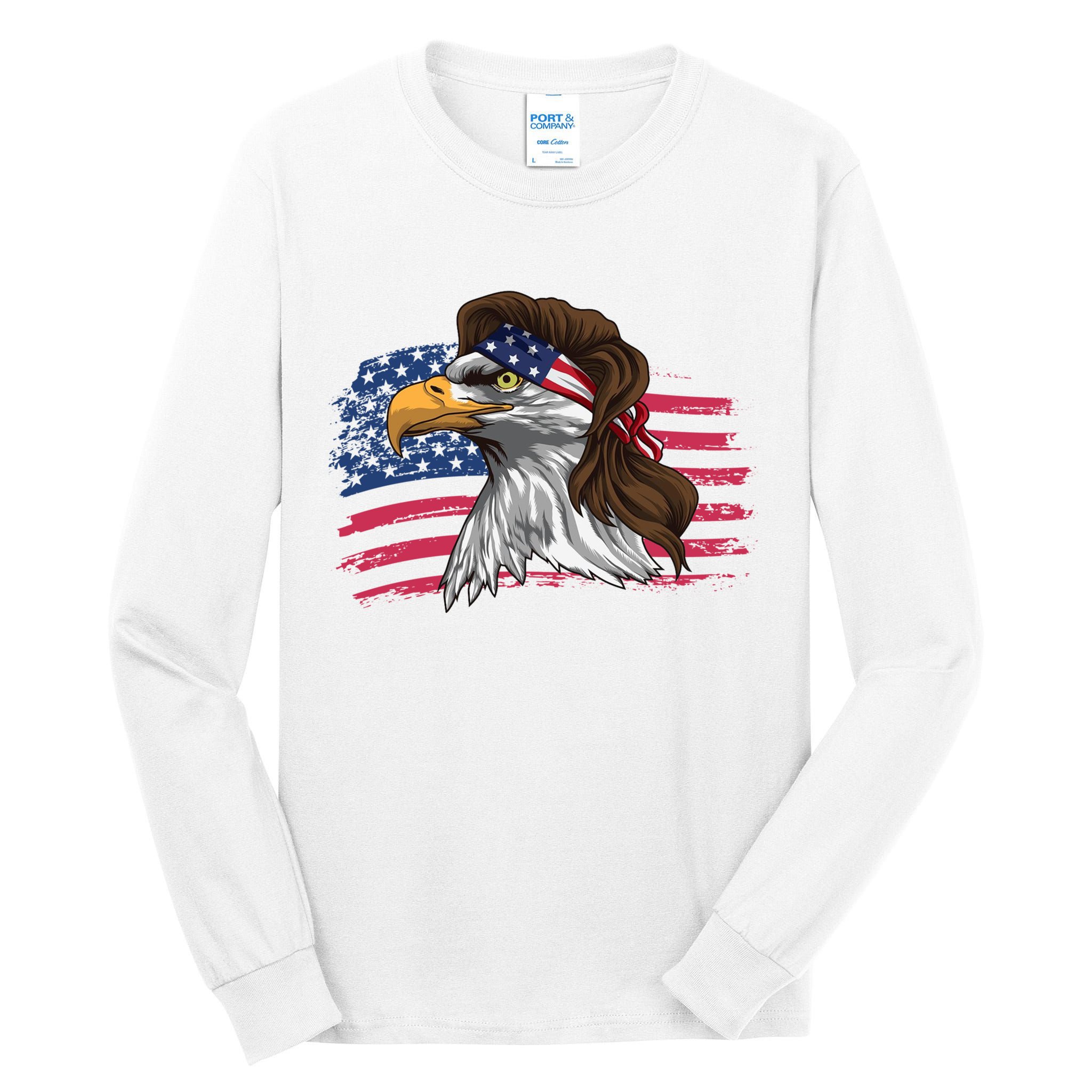 Patriotic Bald Eagle Mullet Usa American Flag 4th Of July Great Gift Tall Long Sleeve T-Shirt