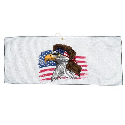 Patriotic Bald Eagle Mullet Usa American Flag 4th Of July Great Gift Large Microfiber Waffle Golf Towel