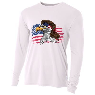 Patriotic Bald Eagle Mullet Usa American Flag 4th Of July Great Gift Cooling Performance Long Sleeve Crew