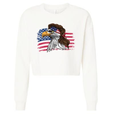 Patriotic Bald Eagle Mullet Usa American Flag 4th Of July Great Gift Cropped Pullover Crew