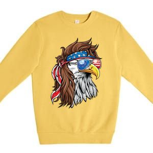 Patriotic Bald Eagle Mullet Usa American Flag 4th Of July Meaningful Gift Premium Crewneck Sweatshirt