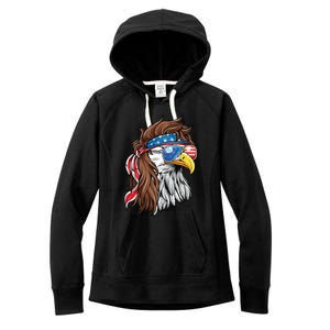 Patriotic Bald Eagle Mullet Usa American Flag 4th Of July Meaningful Gift Women's Fleece Hoodie