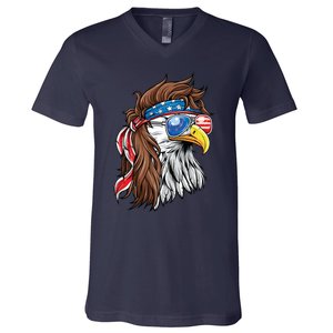 Patriotic Bald Eagle Mullet Usa American Flag 4th Of July Meaningful Gift V-Neck T-Shirt